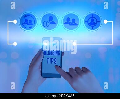 Handwriting text Blogging Tips. Conceptual photo Ideas on how improve the discussion or informational website Stock Photo