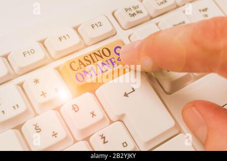 Conceptual Hand Writing Showing Casino Online Concept Meaning Gamblers Can Play And Wager On Casino Games Through Online Colored Sphere Switch Center Stock Photo Alamy