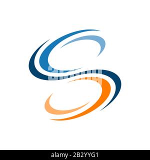 blue orange letter S fire water logo design vector symbol illustrations Stock Vector