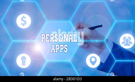 Handwriting text Personal Apps. Conceptual photo App for secure password less validation to online services Stock Photo