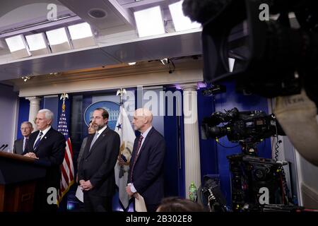 Washington DC, USA. 03rd Mar, 2020. United States Vice President Mike Pence speaks during a press conference with members of the Coronavirus Task Force at the White House in Washington on March 3, 2020. Credit: Yuri Gripas/Pool via CNP /MediaPunch Credit: MediaPunch Inc/Alamy Live News Stock Photo
