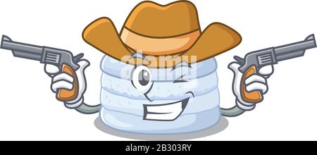 Blueberry macaron Cowboy cartoon concept having guns Stock Vector