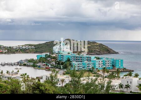 Drone image of Oyster Bay Beach Resort in St Martin Stock Photo