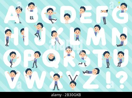 A set of school boy designed with alphabet.Characters with fun expressions pose various poses.It's vector art so it's easy to edit. Stock Vector