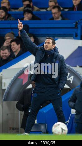 London, UK. 4th Mar, 2020. Chelsea's manager Frank Lampard gestures during the English FA Cup 5th Round match between Chelsea and Liverpool at Stamford Bridge Stadium in London, Britain on Mar. 3, 2020. Chelsea won 2-0. Credit: Xinhua/Alamy Live News Stock Photo