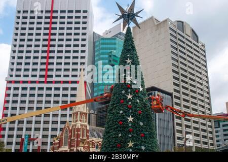 Christmas tree in King George Square, Brisbane Stock Photo