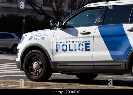 Federal Protective Service Police car on the streets on Washington, D.C. Stock Photo