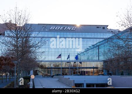 The Boeing Company office in Arlington, VA near the Pentagon - focused on government operations, international business and defense and space. Stock Photo