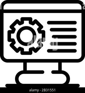 Monitor gear system icon, outline style Stock Vector
