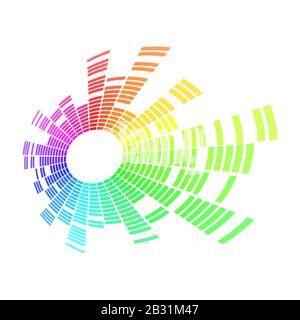 Radial sound wave. Music equalizer. Dynamic volume. Vector illustration. Stock Vector