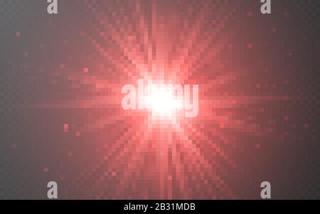 Glowing lights effect on transparent bakground. Abstract flare light rays. Vector illustration. Stock Vector