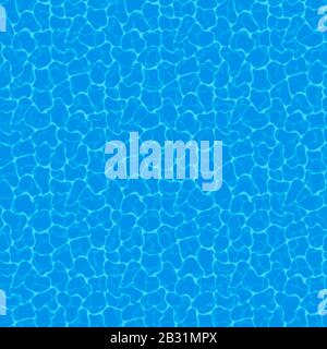 Blue water background. Seamless blue ripples pattern. Water pool texture bottom background. Vector illustration. Stock Vector