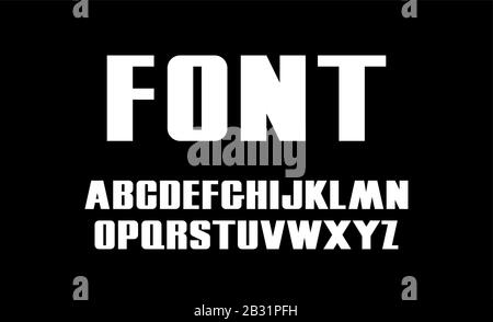 Bold vector font. White capital letters. Modern alphabet type Stock Vector
