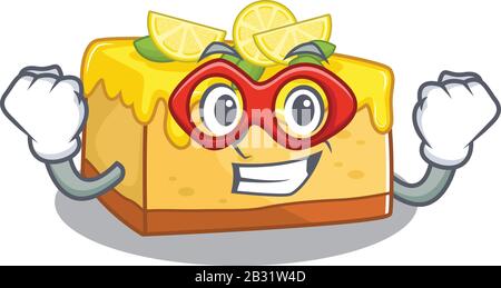 A cartoon concept of lemon cheesecake performed as a Super hero Stock Vector