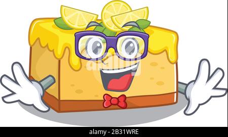 A cartoon concept of Geek lemon cheesecake design Stock Vector