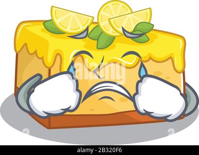 Lemon cheesecake cartoon character concept with a sad face Stock Vector
