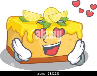 Romantic falling in love lemon cheesecake cartoon character concept Stock Vector