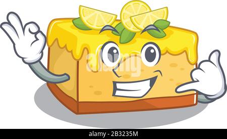Call me funny lemon cheesecake cartoon character concept Stock Vector