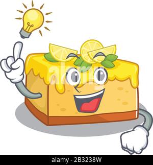 a clever lemon cheesecake cartoon character style have an idea gesture Stock Vector