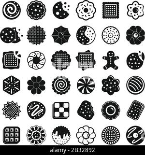 Cookie icons set. Simple set of cookie vector icons for web design on white background Stock Vector
