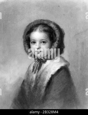 George Augustus Baker - Little Girl in a Red Bonnet Stock Photo