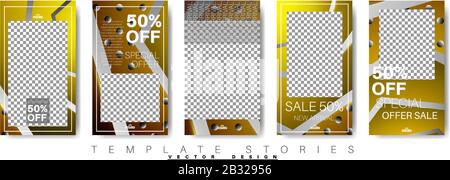 Editable template for social networking stories, vector illustrations. Design background for social media. Stock Vector