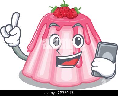 Strawberry jelly Cartoon design style speaking on a phone Stock Vector