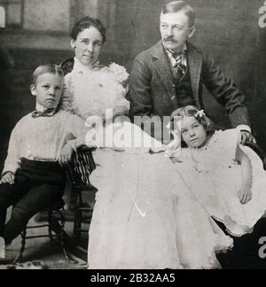 George Carl Dury, son of George Dury, with his family. Stock Photo