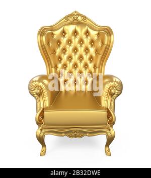 golden chair isolated on white background Stock Photo - Alamy