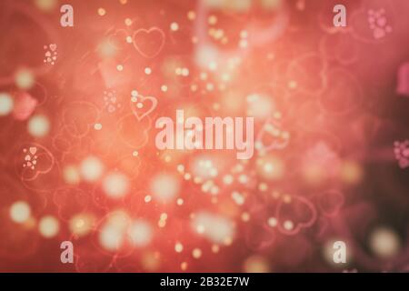 abstract panorama background with red hearts - concept love , Abstract colorful background with hearts Stock Photo