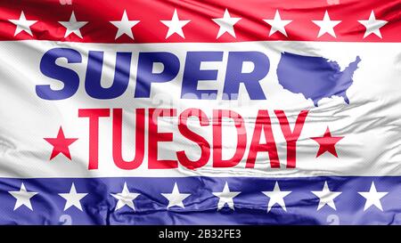 A Super Tuesday waving flag Stock Photo