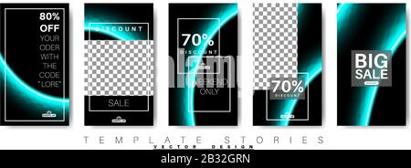 Editable template for social networking stories, vector illustrations. Design background for social media. Stock Vector