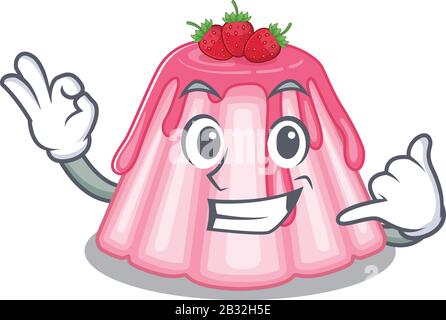 Call me funny strawberry jelly cartoon character concept Stock Vector