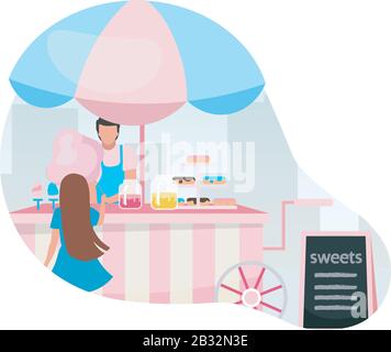 Cotton candy trolley street shop cartoon Stock Vector Image & Art - Alamy