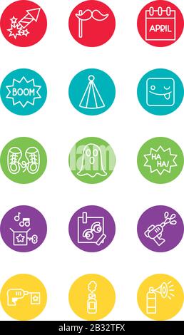 bundle of fools day set icons Stock Vector