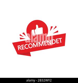 red vector illustration banner recommended with thumbs up eps10 Stock Vector
