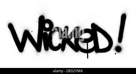 graffiti wicked word sprayed in black over white Stock Vector