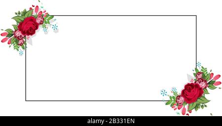 Flowers frame template. Vector illustration Stock Vector