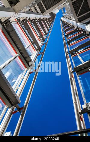 An abstract image looking up into the apex of The Shard in London. Stock Photo