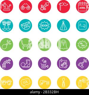 bundle of fools day set icons Stock Vector
