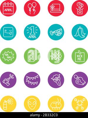 bundle of fools day set icons Stock Vector
