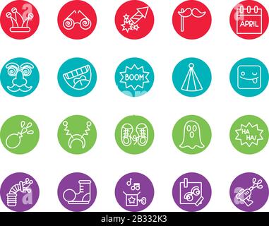 bundle of fools day set icons Stock Vector