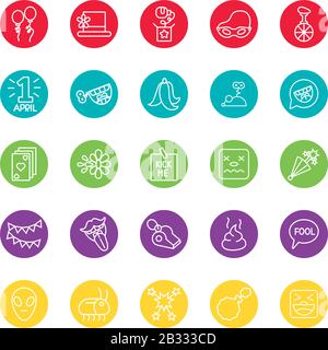 bundle of fools day set icons Stock Vector