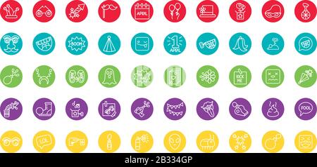 bundle of fools day set icons Stock Vector