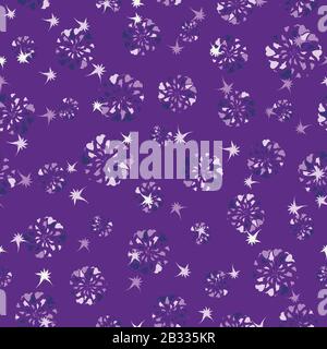 purple amethyst flowers seamless vector pattern Stock Vector