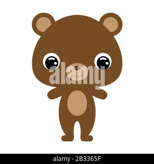 Cute baby bear. Cartoon character for decoration and design of the album, scrapbook, baby card and invitation. Flat vector stock illustration. Stock Vector