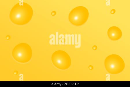 Illustration of cheese with large holes, 3d textured yellow background. Stock Photo