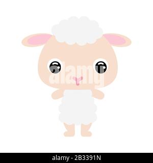 Cute baby sheep. Cartoon character for decoration and design of the album, scrapbook, baby card and invitation. Flat vector stock illustration. Stock Vector
