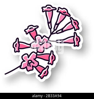 Plumeria patch. RGB color printable sticker. Ipe tree flower. Tropical blossom. brazilian flower. South american plant. Botany. Exotic floret. Vector Stock Vector