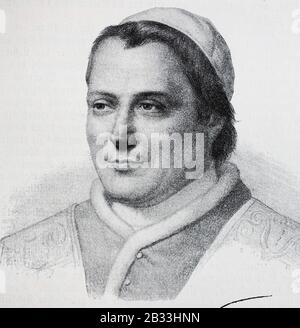 Pope Pius IX, Pio IX, born Giovanni Maria Mastai Ferretti, 13 May 1792 - 7 February 1878, head of the Catholic Church from 16 June 1846 to his death on 7 February 1878. He was the longest-reigning elected pope, serving for over 31 years  /  Papst Pius IX., Pio IX., Geboren Giovanni Maria Mastai Ferretti, 13. Mai 1792 - 7. Februar 1878, Leiter der katholischen Kirche vom 16. Juni 1846 bis zu seinem Tod am 7. Februar 1878. Er war der am längsten regierende gewählte Papst und diente über 31 Jahre, Historisch, digital improved reproduction of an original from the 19th century / digitale Reprodukti Stock Photo